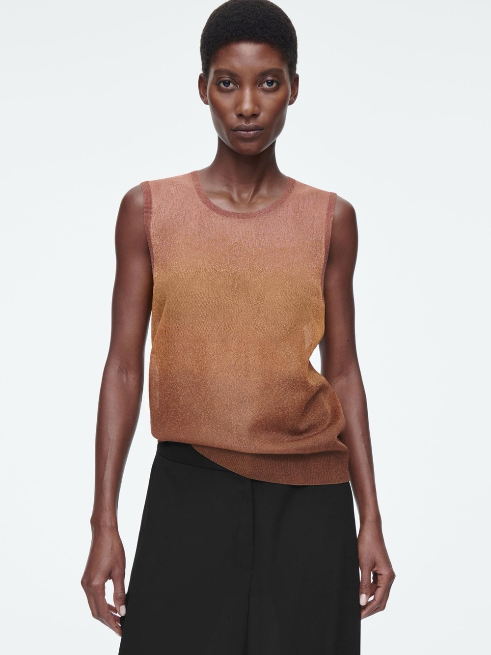 COS Women's Brown Fine-knit Ombre Tank Top